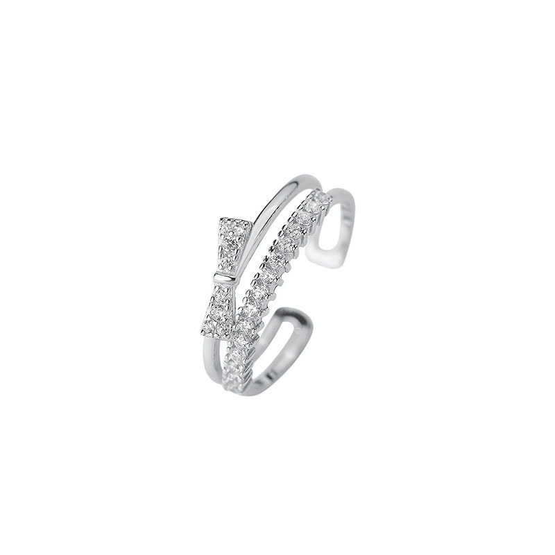 Anello Sunrise Double-Layer Bow per donna, anello aperto per indice in stile minimalista di nicchia di lusso estivo, trendy e_voghion.com