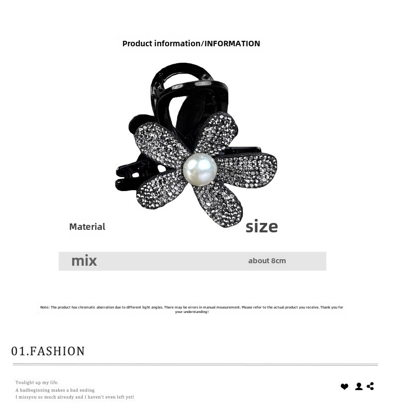 Elegante Blumen Haarspange Mit Strass Und Perlen Für Damen_voghion.com