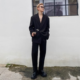 Spring South Korea Ins White Small Suit Men's Distinctive Metal Lock Design Sense Korean Internet Celebrity High-end Suit