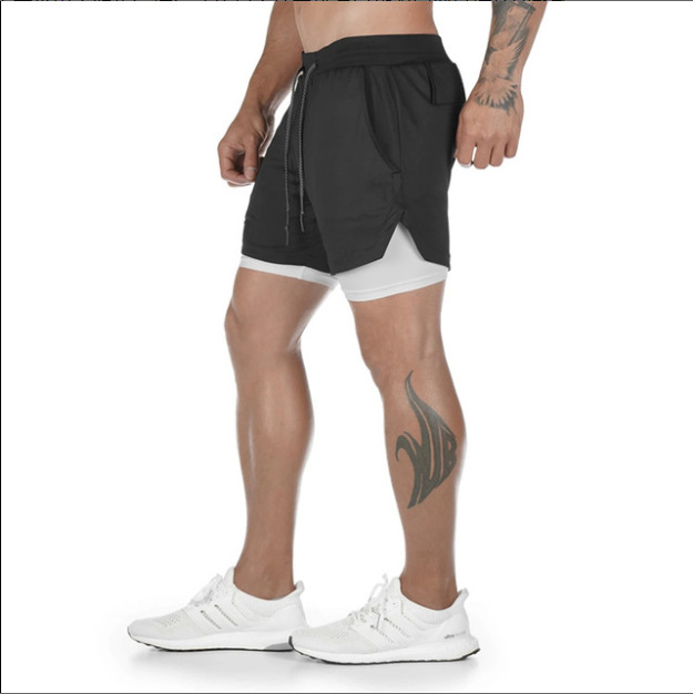 Pantalones cortos para hombre 2025 verano nuevo estilo americano de doble capa carrera de secado rápido deportes fitness ocio al aire libre pantalones sueltos de cinco puntos