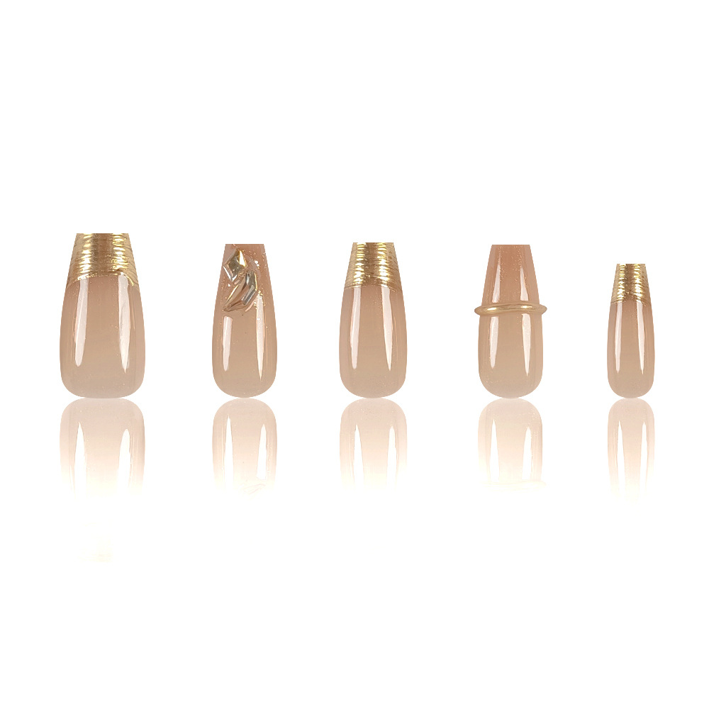 10 piezas hechas a mano de manicure, polvo de espejo mágico, parche de uñas de moda, manicure de color marrón simple, gradiente de manicure image 6