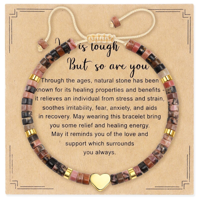 European and American Cross-Border Love-Themed Woven Bracelet for Women with Black Thread, Red Pattern, Natural Stone Beads, Amazonite Crystal Bracelet Jewelry