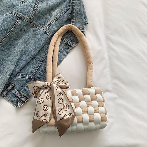 New Cherry Blossom Pink Checkered Bag DIY Handmade Material Kit as a Christmas Gift for Girlfriend and Best Friend, Fresh and Natural Style