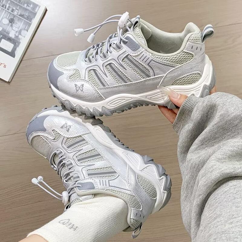 Thick-soled mesh dad sneakers for women, 2026 new model, popular in spring and autumn, breathable, soft-soled, outdoor hiking sports shoes for women
