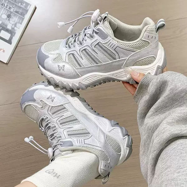 Thick-soled mesh dad sneakers for women, 2026 new model, popular in spring and autumn, breathable, soft-soled, outdoor hiking sports shoes for women