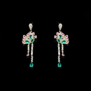 Fairy sweet butterfly earrings, high-end lady style long water drop tassel face slimming earrings for women factory wholesale
