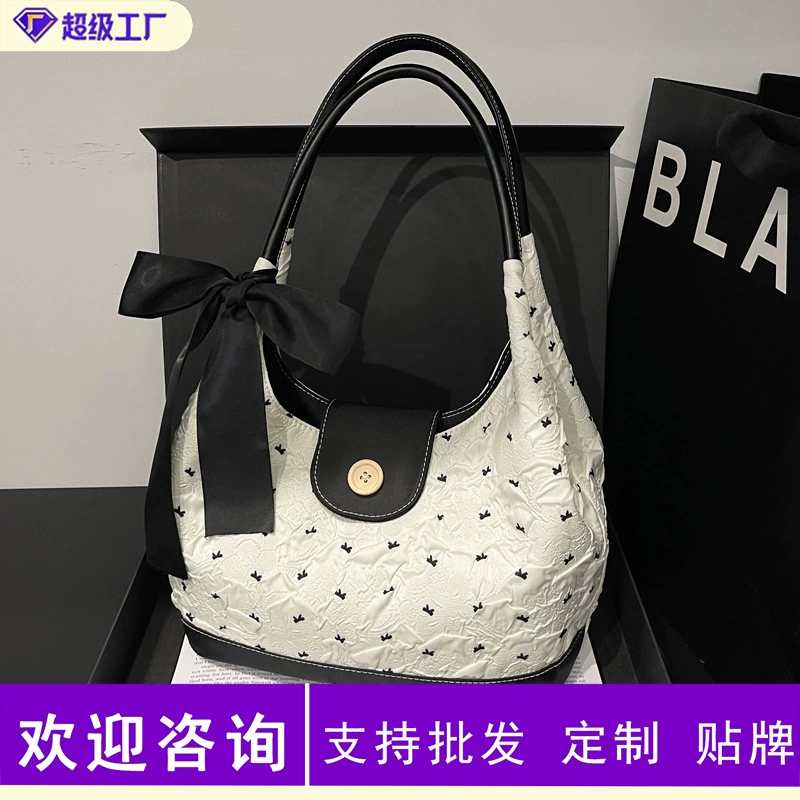 Женская сумка для поездок на работу, большая вместимость, новинка 2025 года, популярная сумка через плечо с бантом, японский стиль, сумка-тоут для женщин