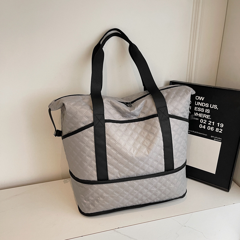 Diamond Design Travel Bag Women's Fashion Trendy Shoulder Yoga Fitness Bag Expandable Large Capacity Business Trip Luggage Bag