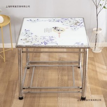 SUS304加厚家用不锈钢烤火桌取暖架电炉正方形冬季折叠组装餐桌子