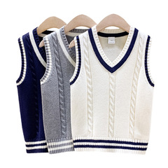 Children's vest base spring and autumn knitted sweater vest kindergarten school uniforms for men and women same style warm inner wear wholesale