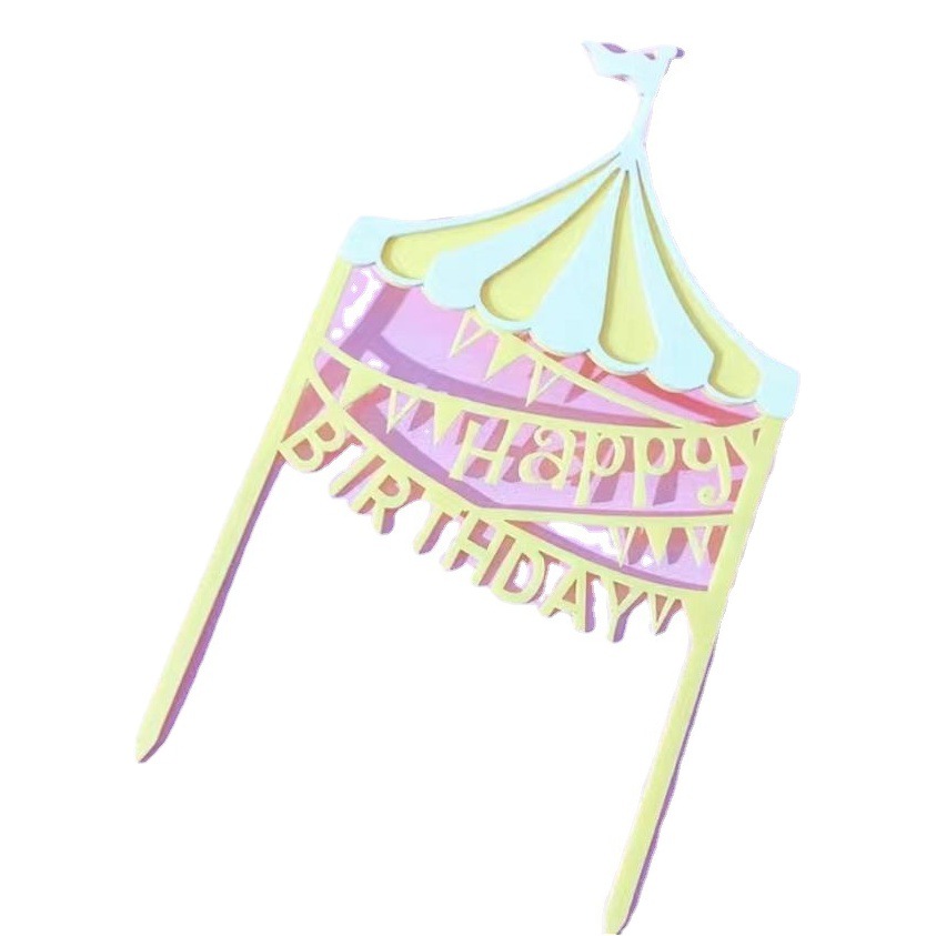 Playground color caramelo decoración hornear Feliz cumpleaños Tarjeta de acrílico inserción suministros fiesta cumpleaños los niños