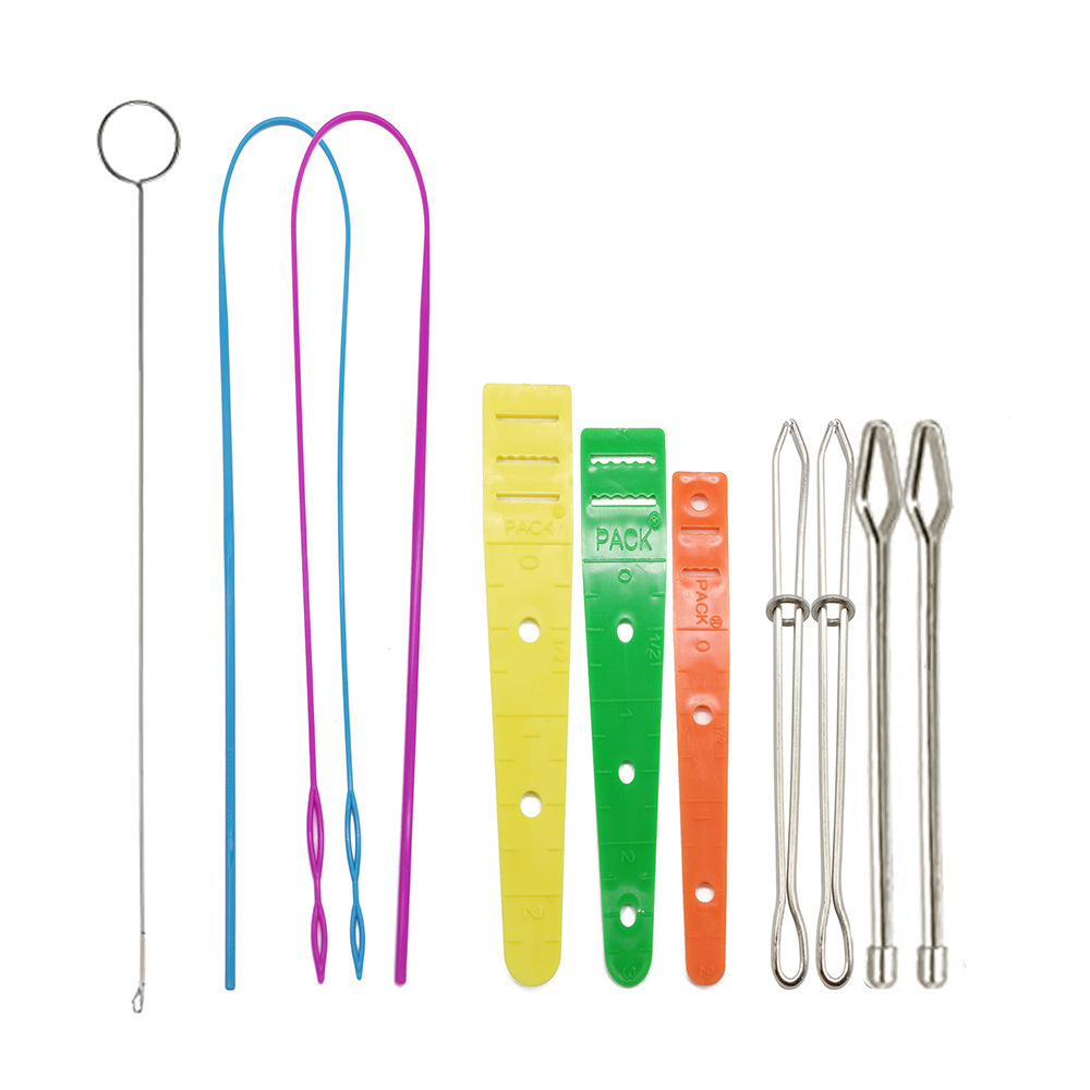 Juego de enhebrador de banda elástica de Amazon, cable de banda elástica de plástico largo, enhebrador de cuerda de doble orificio, clip de cinturón