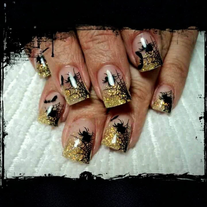 Cross-Border Popular European and American Style Black and Gold Spider Web Wearable Nails, Dark Spider Short Nail Art, Halloween 24-Piece Finished Set Cross-Border Popular European and American Style Black and Gold Spider Web Wearable Nails, Dark Spider Short Nail Art, Halloween 24-Piece Finished Set