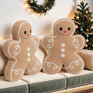 Cross-border Christmas Gingerbread Man Pillow Cute Creative Holiday Atmosphere Decoration Home Sofa Gingerbread Man Pillow Pillow