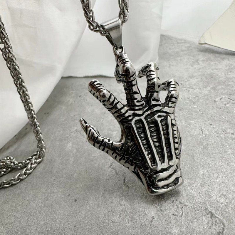 Collier pendentif griffe œil du diable homme acier titane tendance_voghion.com