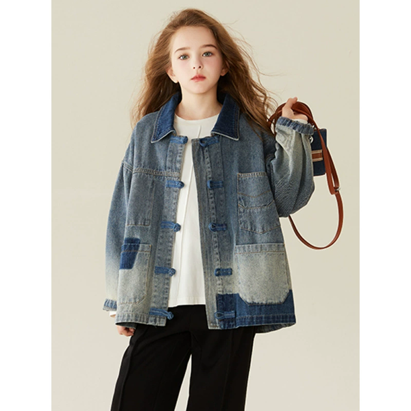 Denim autumn jacket, children's clothing, gradient, for teenagers