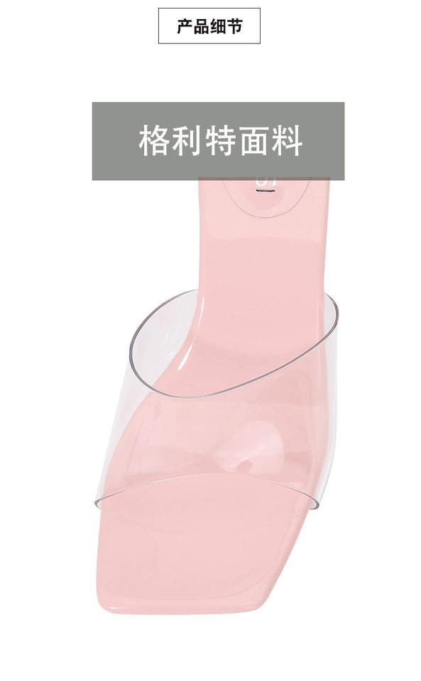 Dép sandal nữ mũi vuông trong suốt gót nhọn hở gót phong cách Âu Mỹ — Màu bạc, Màu hồng, Màu mơ, Màu trắng chi tiết 7