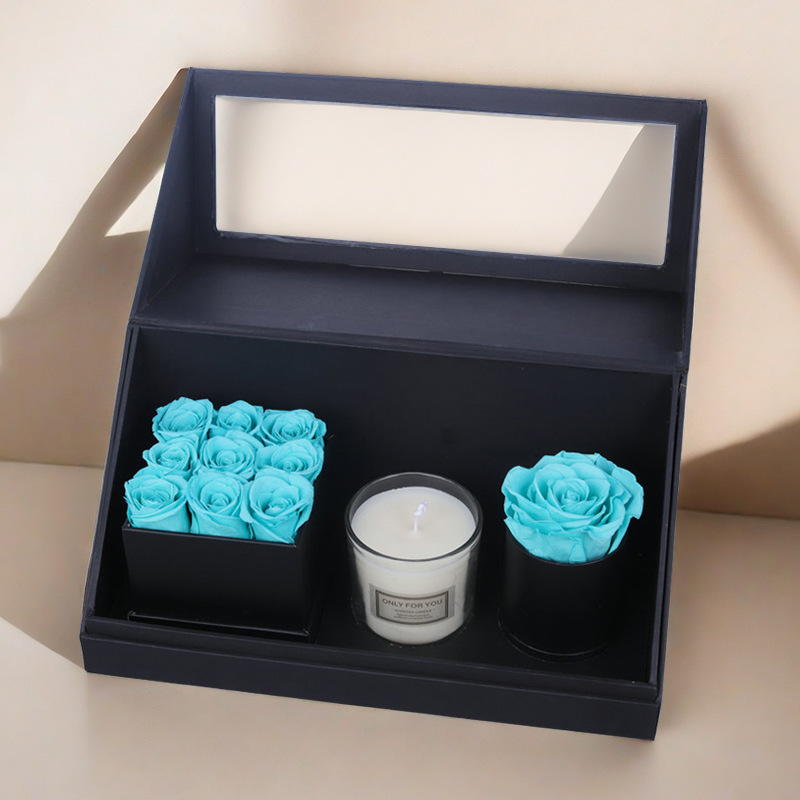 불멸의 꽃 아로마 테라피 블랙 박스 라이트 블루 꽃