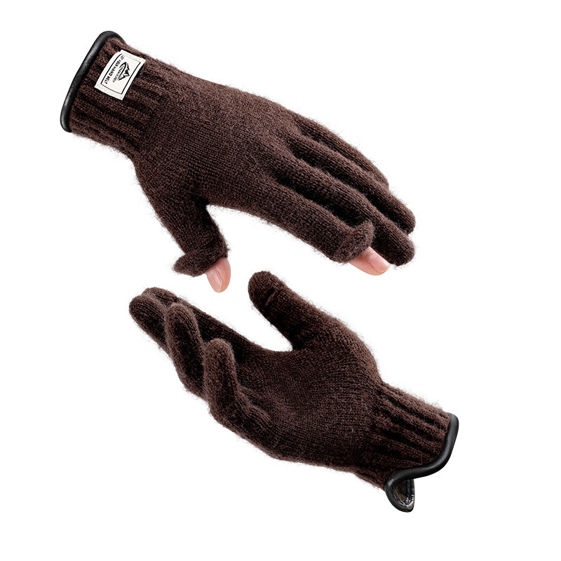 Leiqi autumn and winter warm outdoor commuting, driving, running, cycling gloves, high elasticity knitted touch screen_voghion.com
