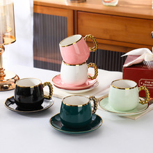 陶瓷咖啡杯碟套装珍珠釉下午茶杯碟伴手礼陶瓷水杯礼盒装可加LOGO