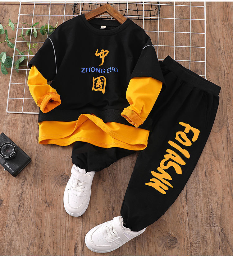 The new trendy and stylish two-piece Korean-style sporty sweatshirt set for men and boys in autumn and winter pic 22
