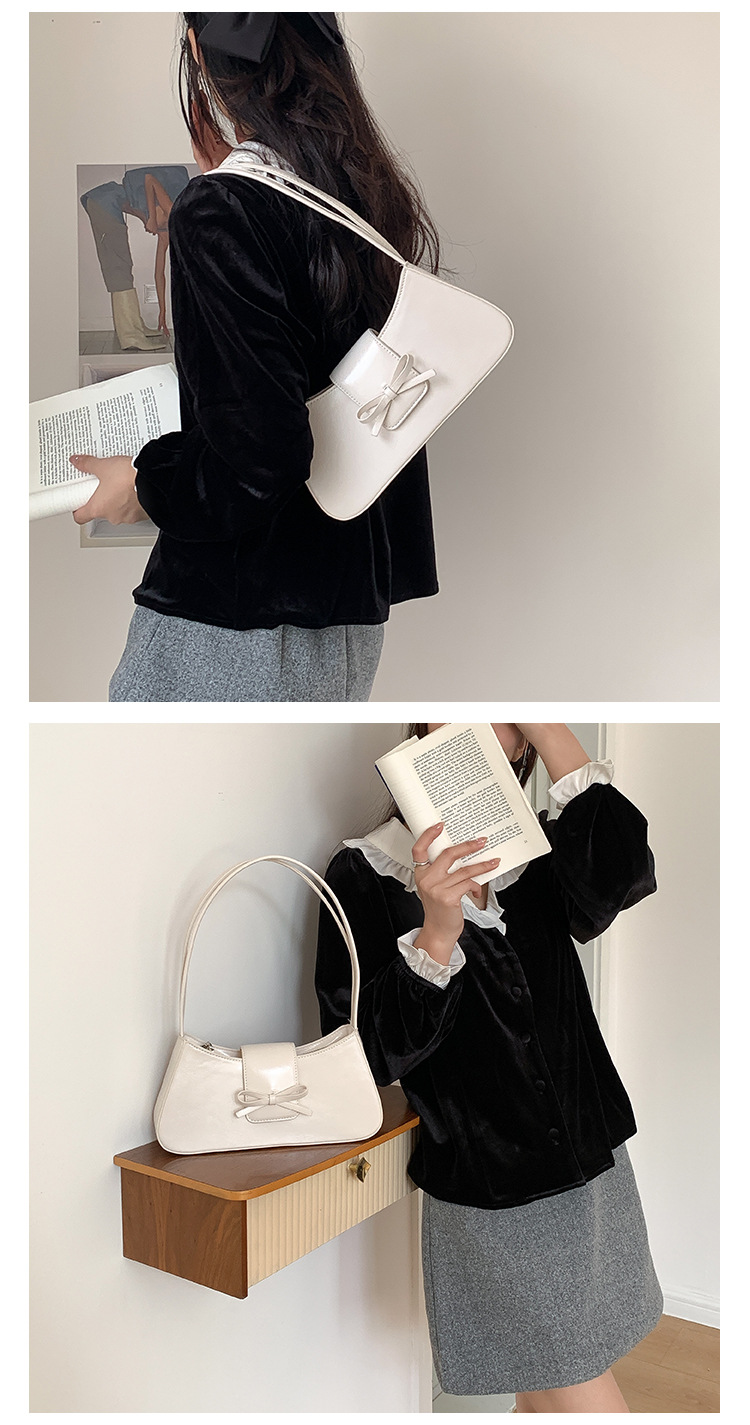 Borsa a tracolla singola rossa da donna 2024, nuova versione coreana, alla moda, minimalista, con fiocco sottobraccio_voghion.com