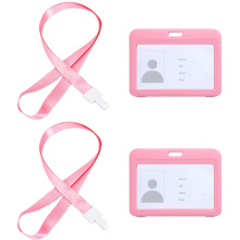 跨境热销卡套胸卡挂绳双面证件套厂牌透明胸牌套校牌工作牌吊牌