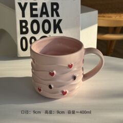 新款情人节礼物爱心陶瓷马克杯轻奢可爱水杯手工情侣咖啡牛奶对杯
