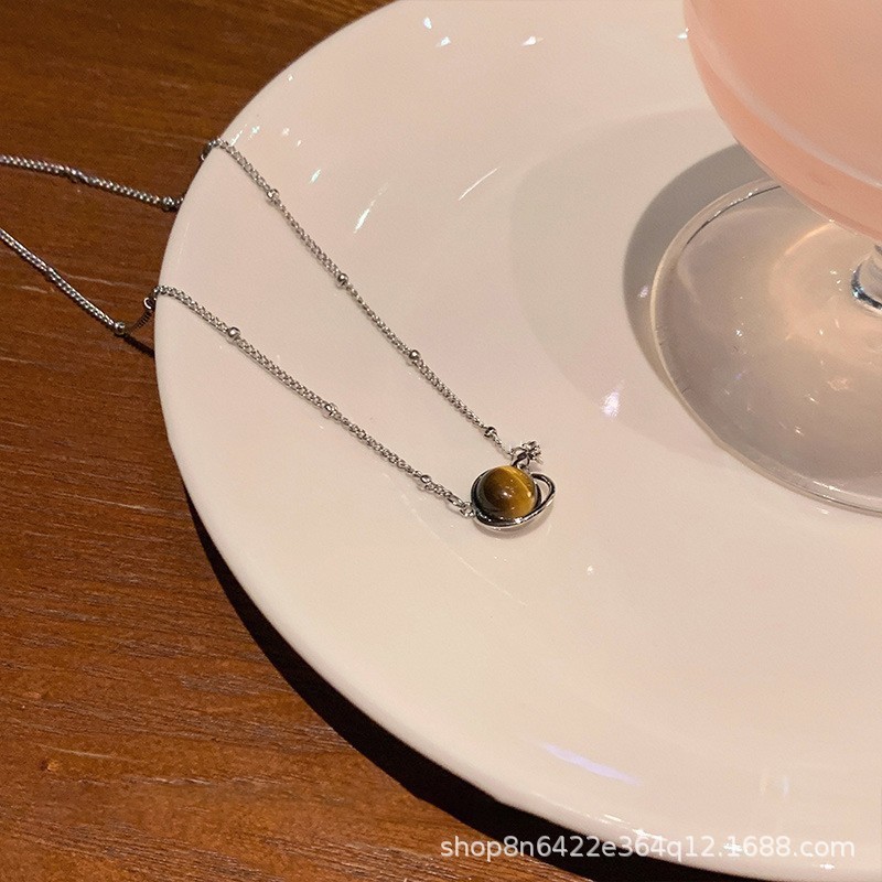 美拉德天然虎眼石珍珠项链女轻奢精致高端2025新爆款高级感毛衣链|undefined