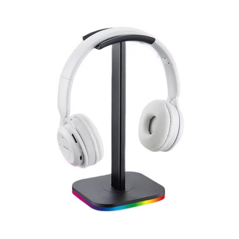 Soporte de auriculares transfronterizo con recogida de luz computadora de escritorio estante de exhibición de metal estante desmontable montado en el oído