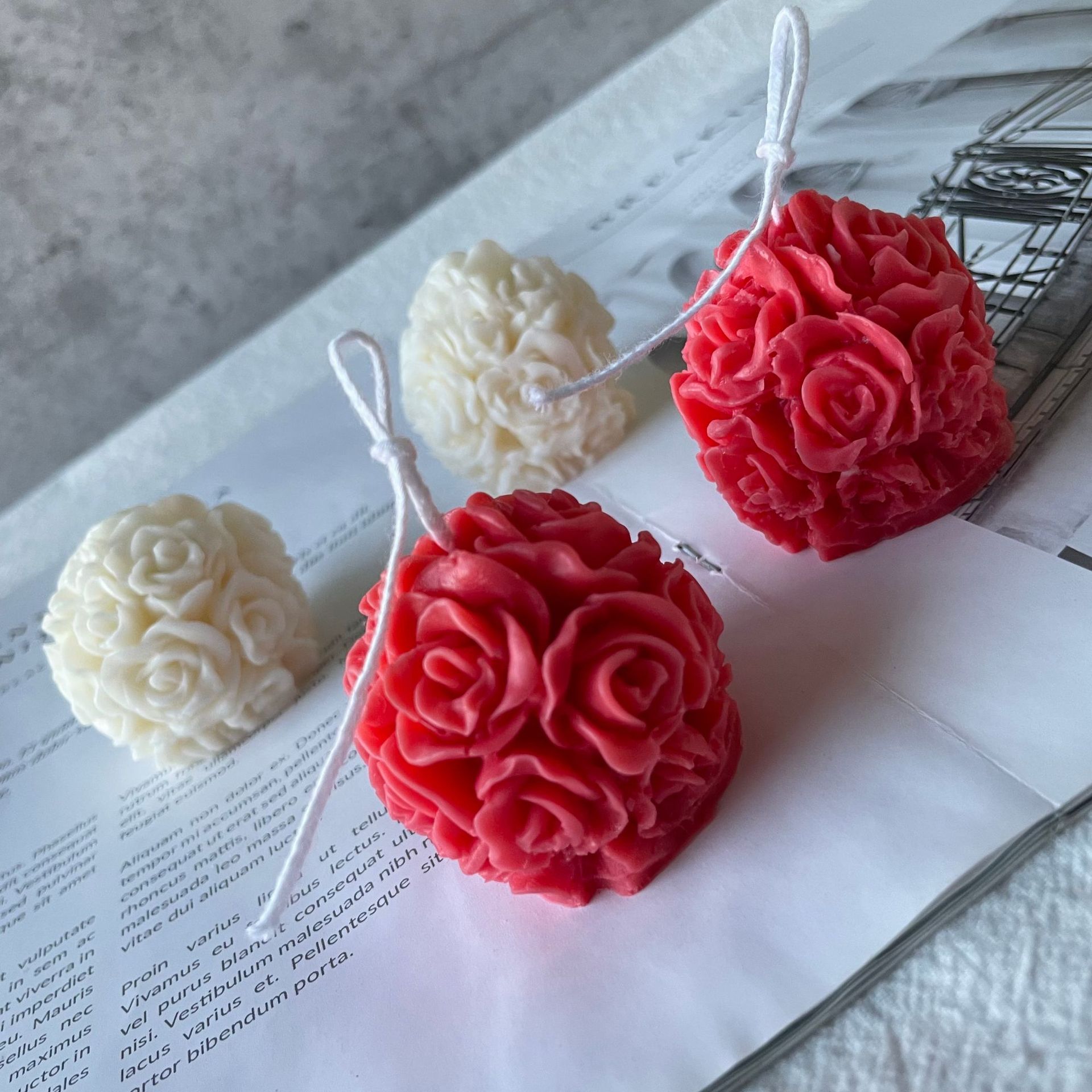 Rose Ball vela molienda herramienta hogar aromaterapia yeso decoración de la torta para hornear molde Silicona