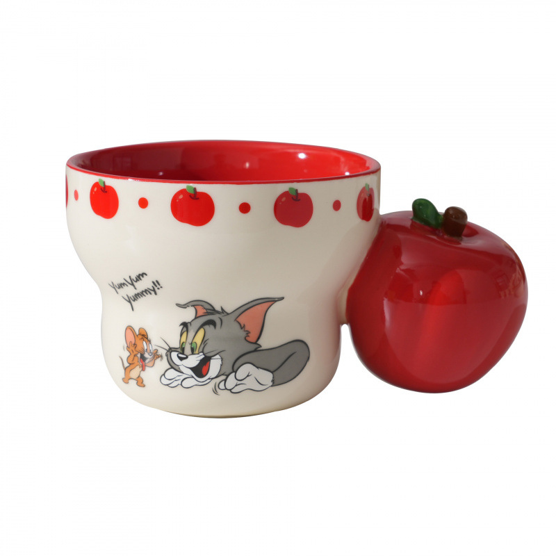 Auténtico autorizado gato y ratón personalidad creativa de dibujos animados tazas de cerámica taza de desayuno taza de regalo de mano alta