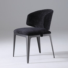 意式极简轻奢餐椅家用简约靠背椅餐桌椅不锈钢波纹椅餐厅椅子