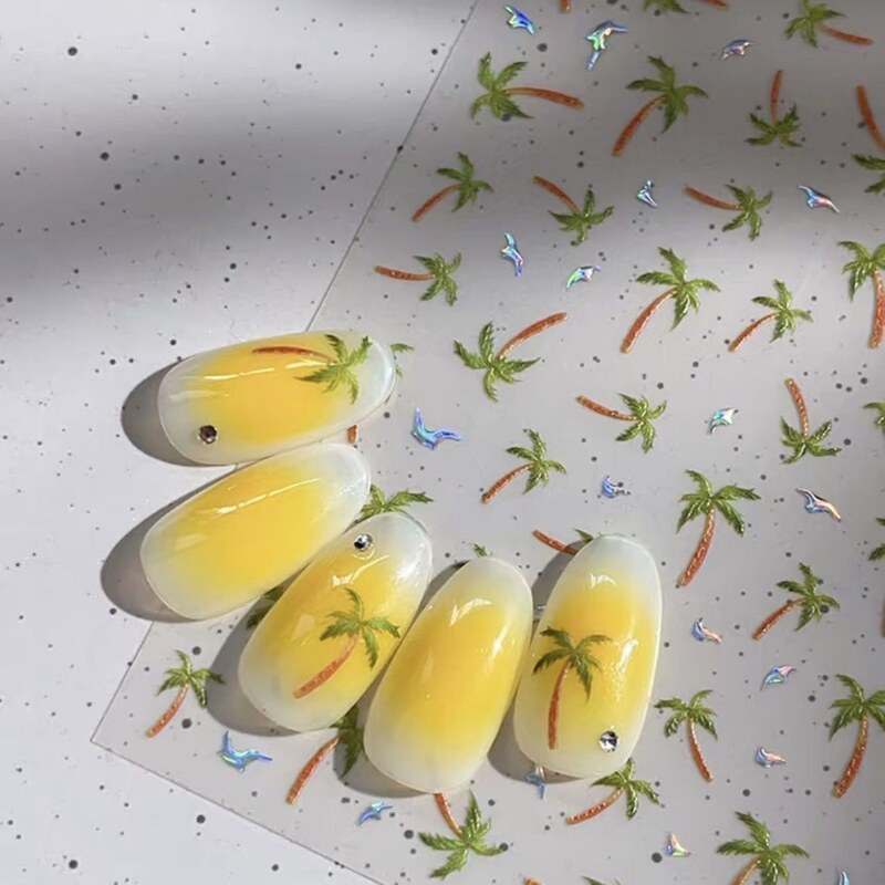 Xiaohongshu Popular Nail Art Stickers Coconut Tree Stickers Multi-Color Camera Stickers Stationery Stickers Nail Art Nail Stickers