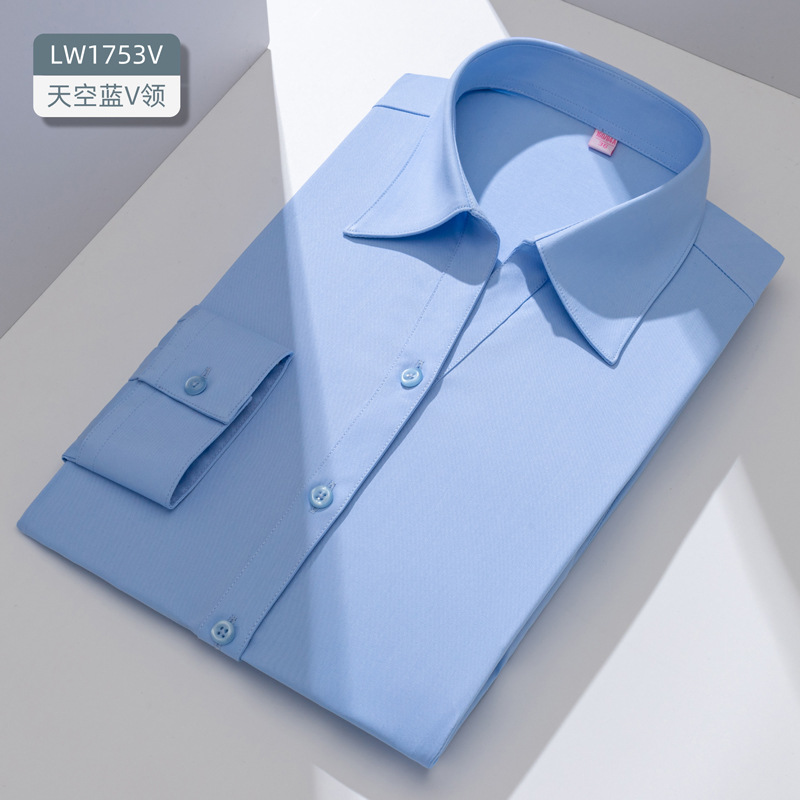 LOGO personalizado camisa de fibra de bambú para mujeres mangas largas sin quemar anti-arrugas ropa de trabajo de negocios camisa blanca image 10