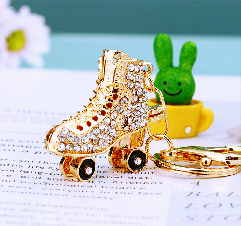 Elegant Lady Korean Style Skates Metal Inlay Rhinestones Women's Bag Pendant Keychain display picture 1