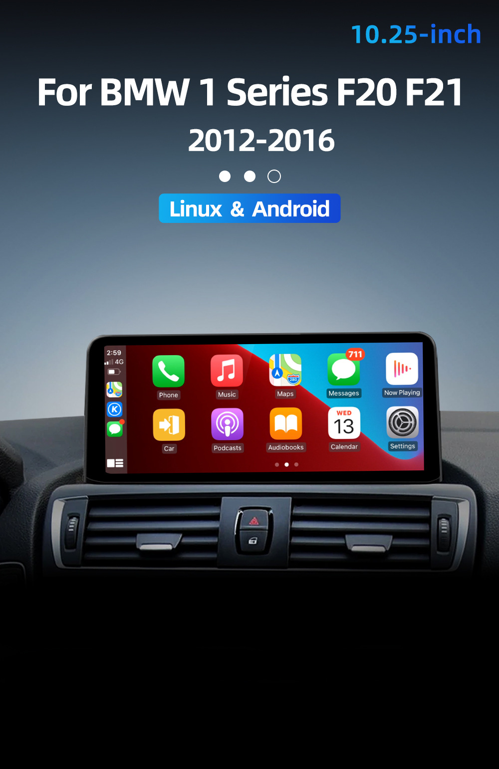 Car-Mounted Central Control Large Screen Navigation System Suitable for Bmw 1 Series 2 Series F20 F21 F22 M2 F87 2013-2016