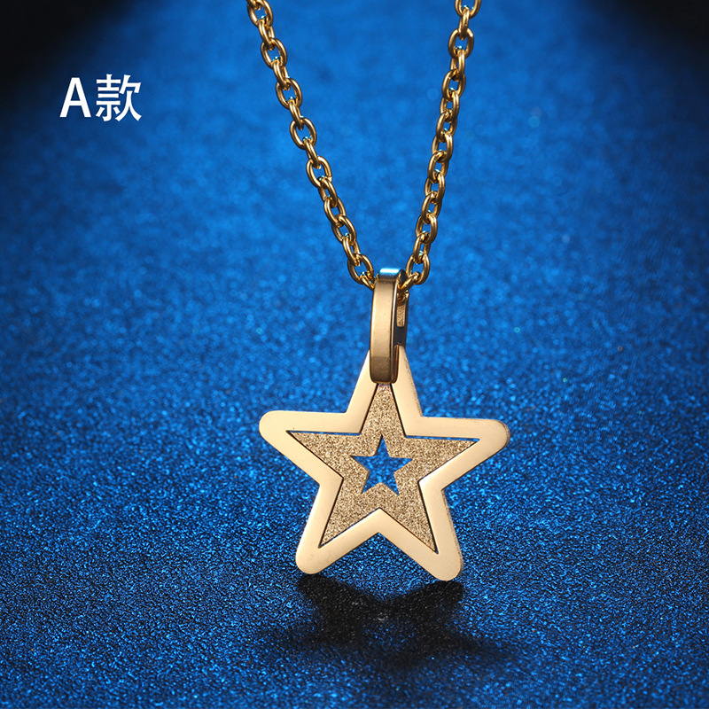 Titanium Steel Necklace Heart Star Pendant Simple Fashion Sweater Chain Wholesale display picture 2