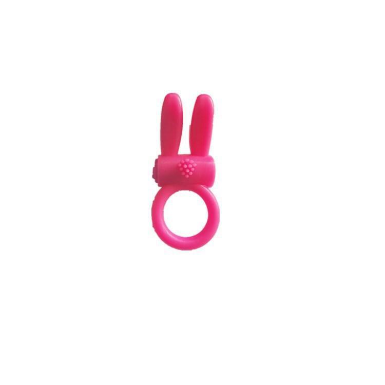 Vibrating Rabbit Couple Ring, Pink Silicone-Style Adult Wearable — detail image 4