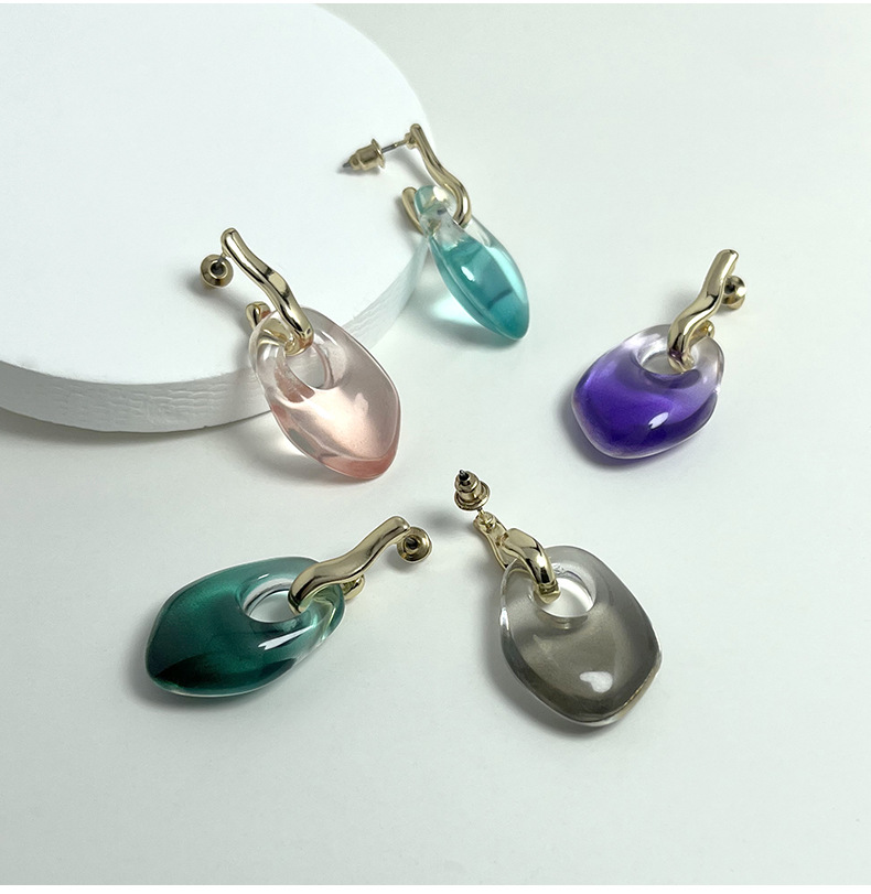 1 Pair Simple Style Classic Style Printing Polishing Resin Drop Earrings display picture 2