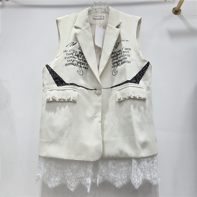 Estación europea 2026 primavera y verano nueva letra europea bordada ropa de mujer suelta moda casual versátil chaleco casual