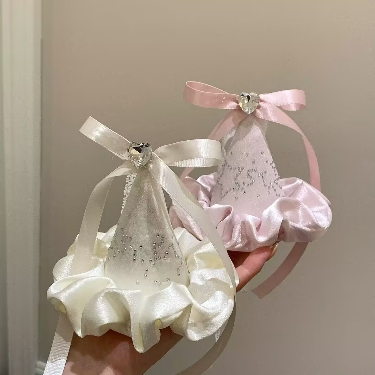 Korean-style cute bow birthday clip hat, holiday cake hat, children's photo hair accessory, lace girl's hat