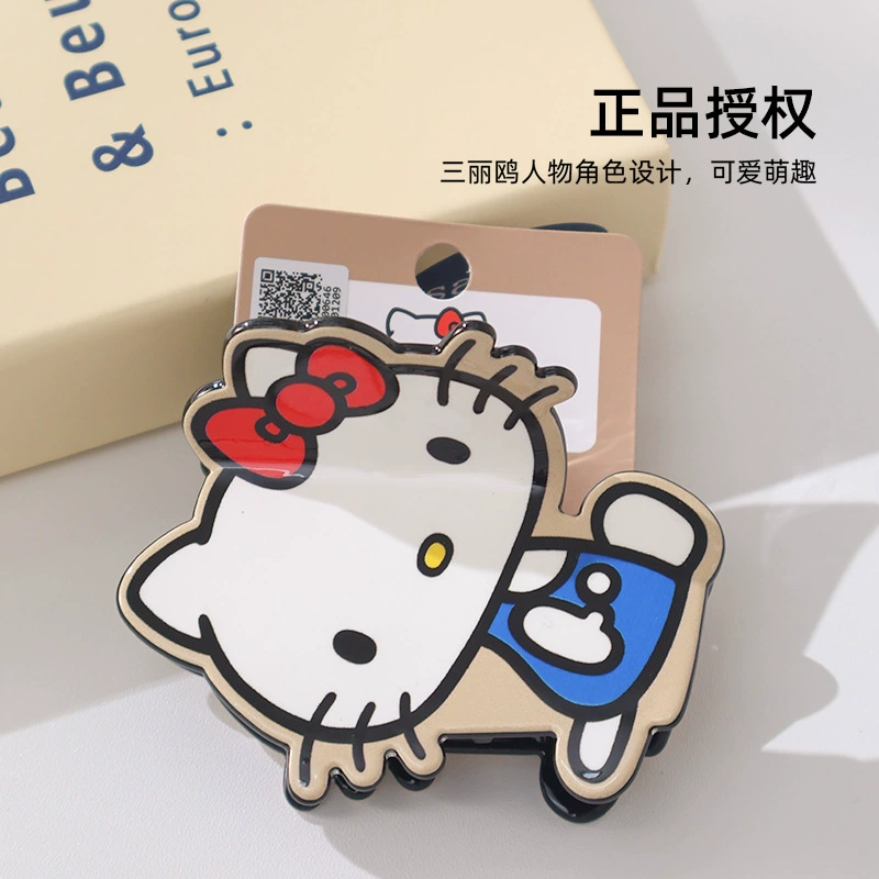 Hello kitty, настоящая милая заколка-краб с бантом, универсальная заколка для волос
