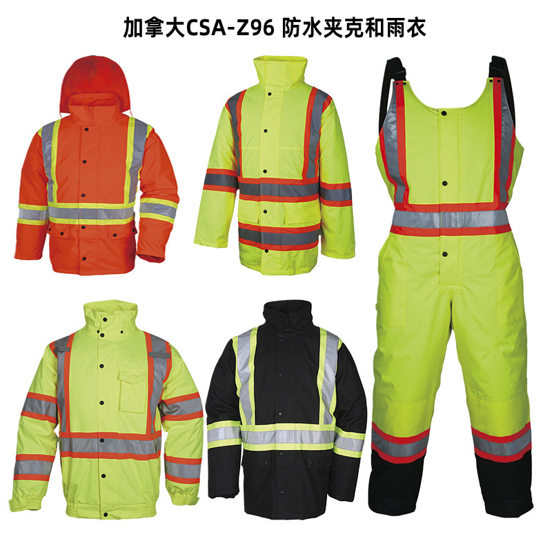 Customized Canadian Standard CSA-Z96 Reflective Cotton Coat Construction Waterproof Raincoat Cold-proof Strap Pants
