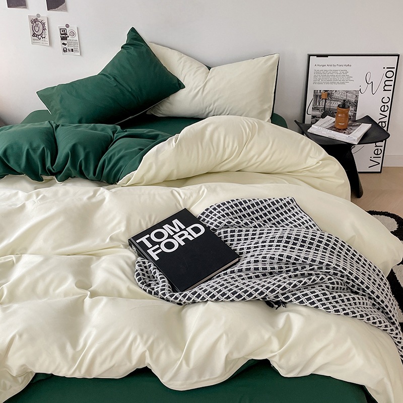 Cama de cuatro piezas A clase madre y bebé dormir desnudos ropa de cama de algodón lavado con agua cubierta cama dormitorio cama de tres piezas