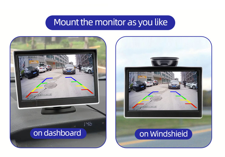 License Plate Frame Camera Hd Display Waterproof Full Set Back up Camera 5inch Wireless Reversing Image