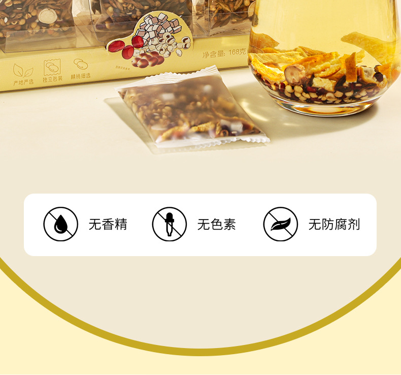 Wuzhi Maotao Fuling Tea 168g 14 Bags Sugar Free Herbal Wellness Tea Gift Box specifications