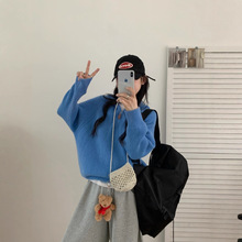 韩系百搭高级感超好看的套头连帽毛衣女秋冬新款内搭帽衫针织上衣