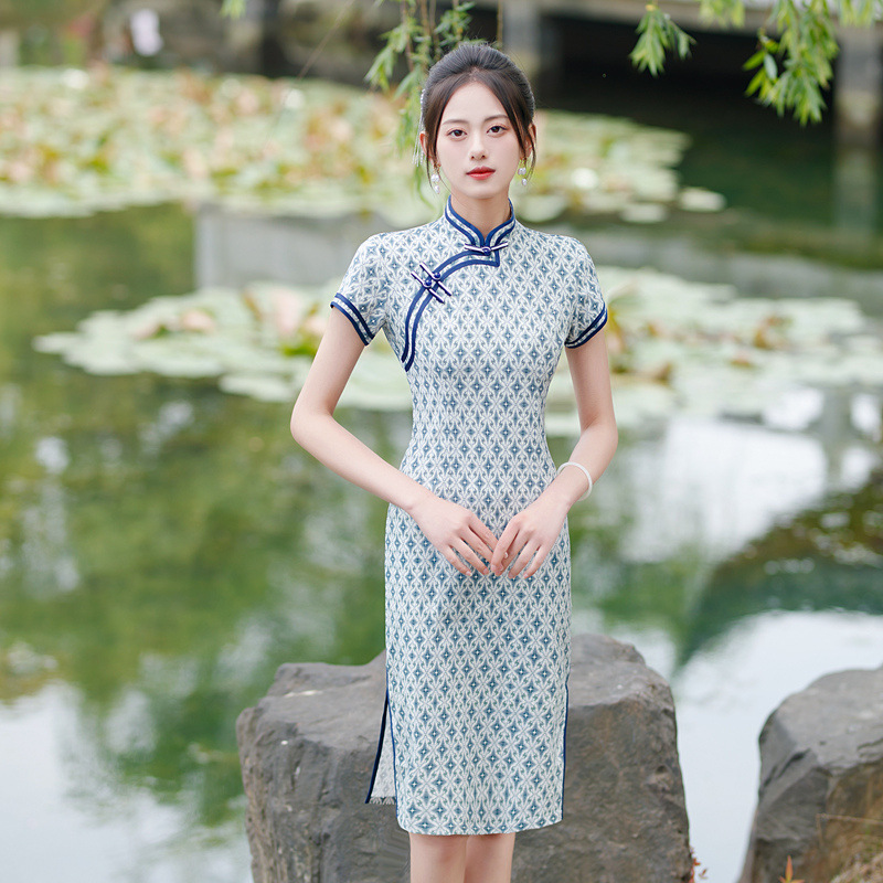 Elastic summer elegant retro cheongsam