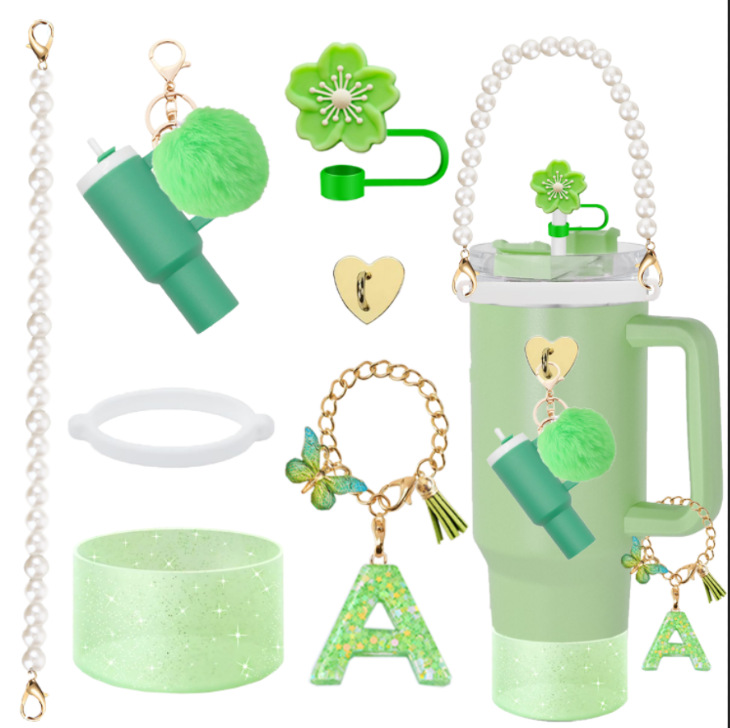 Amazon taza de calor cuentas brazalete llavero botella de agua colgante margarita gorra de paja flor colgante taza cubierta